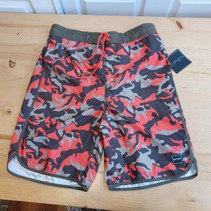 NWT! Ripzone Boy's Orange/Brown  Army Camo Swim Trunks/Shorts (3556